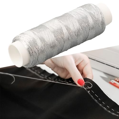 Hilo para coser plateado brillante 200 m poliéster miniatura 4
