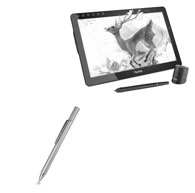 BoxWave Stylus Pen Compatible with Parblo Coast 16 Pro - FineTouch Capacitive Stylus, Super Precise Stylus Pen - Metallic Silver