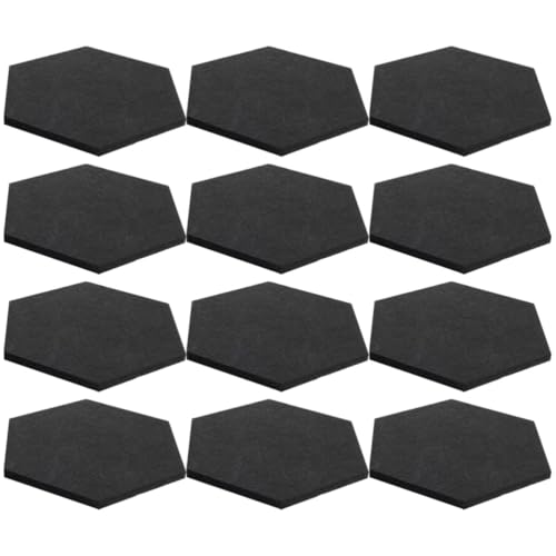iplusmile Paneles 12piezas de Poliéster Autoadhesivos Acústicos Hexagonales para Aislamiento y Reducción de Sonido en Paredes y Techos Interiores