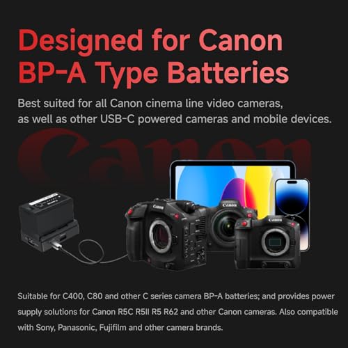 Image of Accsoon Toprig BC08 BP-A Mounting Plate Battery Charger for Canon BP-A Type Batteries, with USB-A USB-C D-Tap, PD Out Ports, PD in