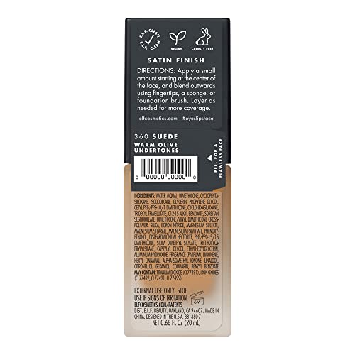 E.l.f. Flawless Finish Foundation, Lightweight & Medium Coverage, Semi-Matte Finish, Suede, 0.68 Fl Oz (20Ml) #TOP5