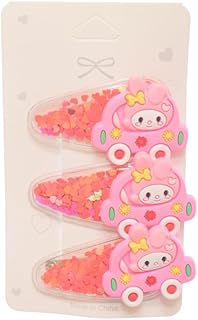 طقم مشابك لامعة بتصميم لعبة صغيرة للبنات من دافان، عبوة من 3 قطع - لون برتقالي شفاف