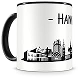 Samunshi® Hannover Skyline Tasse Kaffeetasse Teetasse H:95mm/D:82mm schwarz