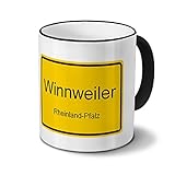 wetter winnweiler 3 tage 200 ml Füllvolumen Städtetasse Winnweiler - Design Ortsschild - Stadt-Tasse, Kaffeebecher, City-Mug, Becher, Kaffeetasse - Farbe Schwarz