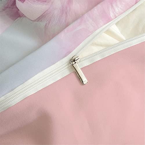 HOMHOMHA Cute Cat Duvet Cover Set Single Size for Girl Kids Bed Cover Adults Bedroom,Grey Kitty Pink Feather 3D Bedding Duvet Cover Cat Themed Bedspread,Soft Microfiber Bed Set