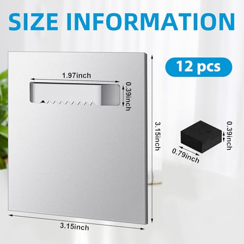 Image of Tandefio 12 Pack Self Adhesive Hanger 3.15 x 3.15 Hangers Adhesive Picture Hanging Plate Kit for Mirrors and Hanging Art / Photos on Acrylic, Glass, Aluminum or Other Flat Panels