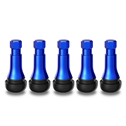 CKAuto TR413AC Blue Chrome Tubeless Snap-in Tire Valve Stems, 5 Pcs/Pack