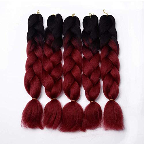 Jumbo Braids Hair Extensions Twist Braiding Hair Crochet Hair Big Braids 24 Inches 100g/Pcs(5Pcs, Black/BUG)