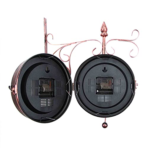 Yayong Station Wall Clock Outside Bracket Wall Clock Double Sided Mute Retro Antique Look Waterproof Train Station Clock For Home Porch Decor Festival Gift #TOP2