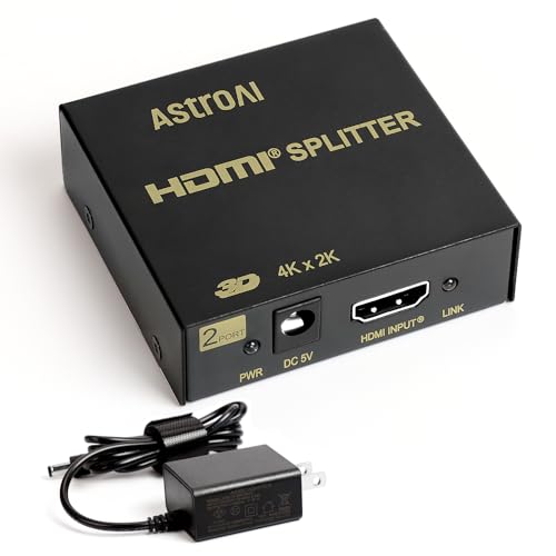 Amazon | AstroAI HDMI 分配器スプリッター 同時出力 1入力2出力