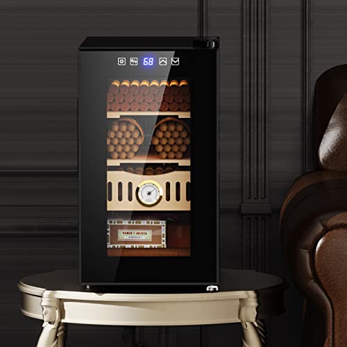 Ecojoy Electric Cigar Humidor Cooler,25L 200 Counts, With Spanish Cedar Wood Shelves & Drawer,Small Cigar Refrigerator Electronic Cooling,Humidity & Temperature Control,With Hygrometer & Humidifiers #TOP1