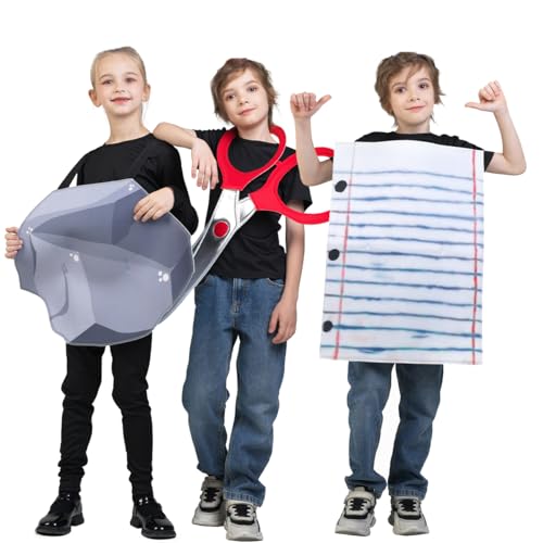KalcyKizz Kids Rock Paper Scissors Group Halloween Costume Set, 3-Piece