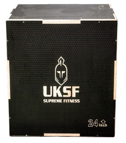 Boîte de plio en bois noir UKSF 3-en-1 pour exercices de saut pliométrique
