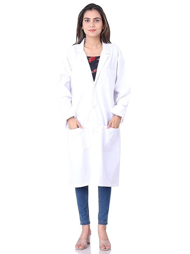 Women’s White Long Lab Coat | Doctor Coat with Front Pockets | Professional Medical, Clinic & Laboratory Wear-picture-21