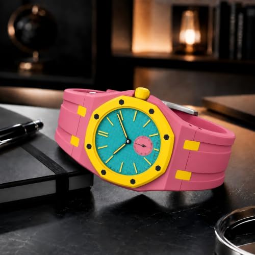 Rugged Case Band Compatible with AP x Swatch Royal Pop Watch Band, 10.6inches, Quick Release Bands Sport Replacement Strap, Sports Silicone Strap with Shockproof Frame Bumper Case for Men Women Strap by NESUN - Used condition - Image 5