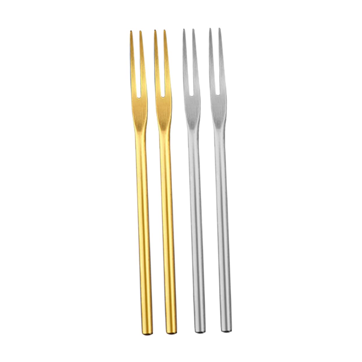 LAPYAPPE 4pcs Creative Stainless Steel Fruit Forks Elegant Cake Forks for Home Banquet Bar Wedding Party Supplies Matte Silver