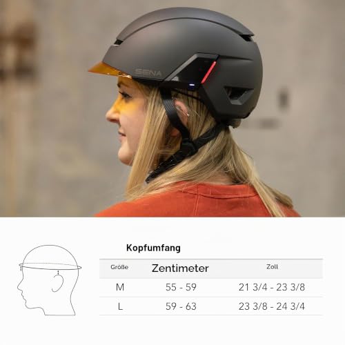 Sena U1 E-Bike Smart Fahrradhelm mit Mesh 3.0 Intercom (Mattgrau, L) – Ansicht 4