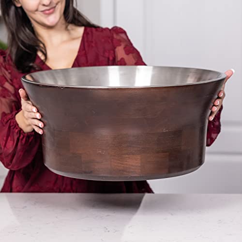 Massive 7.5-Gallon Insulated Mango Wooden Luxury Beverage Tub & Party Wine Cooler Ice Bucket For Drinks, Internal Stainless Steel Leak-Proof Interior #TOP28