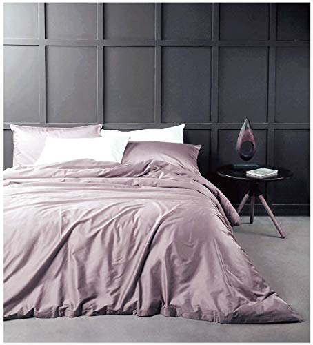 Eikei Solid Color Duvet Cover Luxury Bedding Set 400 Thread Count Egyptian Cotton Long Staple Sateen Weave Breathable Silky Soft Pima Premium Quality Bed Linen (Mauve, King)