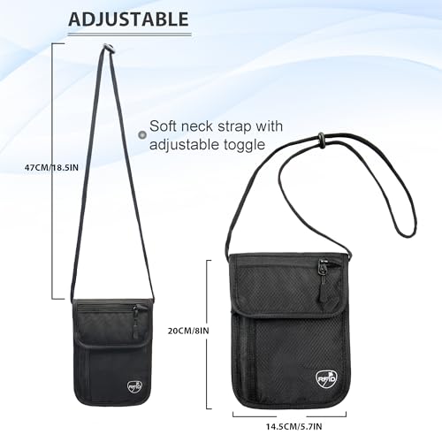 SUPACOOL Passport Holder for Travel, Travel Wallet for Men Women Family, Hidden Neck Wallet, RFID Blocking, Card Holder Organizer(Black) by SUPACOOL - Image 2