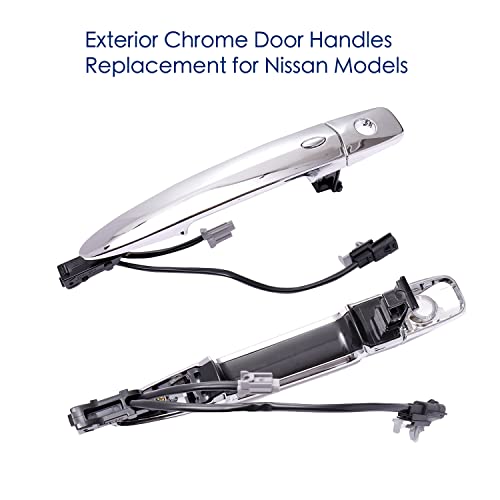 Lcyolada Front Left Driver Exterior Door Handle for Nissan Sentra 2013-2018, Murano Maxima 2009-2014, Leaf 2011-2017, Replaces 806469N00A, 806451AA0A - with Smart Key System - Chrome