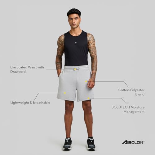 Image of Boldfit Shorts for Men Solid Men Shorts Regular Fit Gym Shorts for Men Workout Yoga Outdoor All Day Shorts for Men All Season Wear Cotton Poly Quick Dry Mens Shorts Yoga Shorts