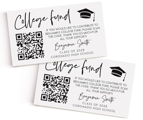 Graduation QR Code Insert Card for Invitations, Personalized Graduation Party Insert, College Fund Graduation Announcement Insert, Printed Card