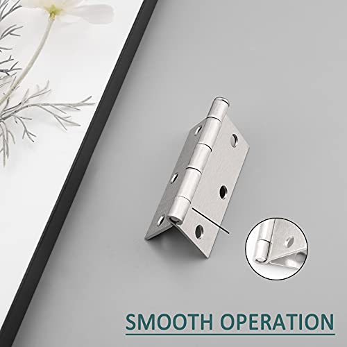 (Pack Of 12) Gobekor Door Hinges Brushed Nickel 3.5 Inch X 3.5 Inch Square Hinges Outdoor Door Hardware #TOP4