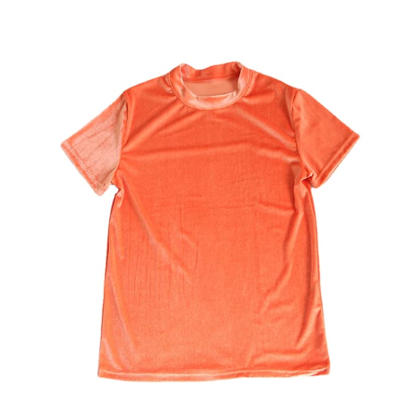 T-shirt en velours homme pour rompre la monotonie des hauts basiques orange XL