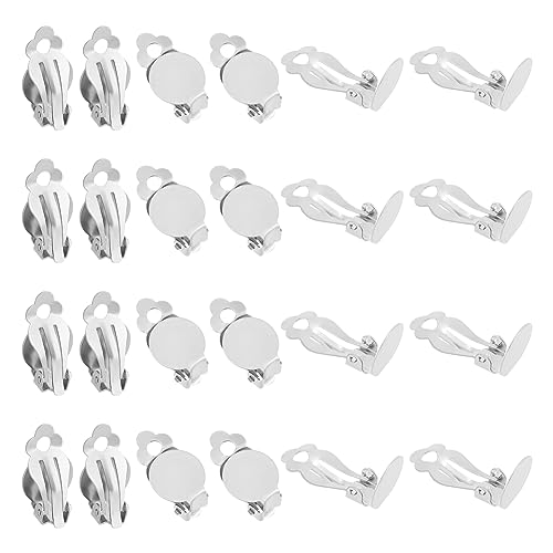 UNICRAFTALE 60Pcs 19.5mm Long 316 Stainless Steel Clip-On Stud Earring Findings Metal Flat Round Blank Clip-on Earring Clip-On Earring Converter Flat Earring Pads for Earring Making