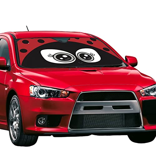 Cute Ladybug Windshield Sun Shade Front Protector Folding Car Sun Visor Blocks Uv Rays Keeps Your Vehicle Cool