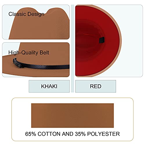 Image of Wide Brim Fedora Hats for Women Men Two Tone Dress Hat Felt Panama Hat in Two Audlt Size