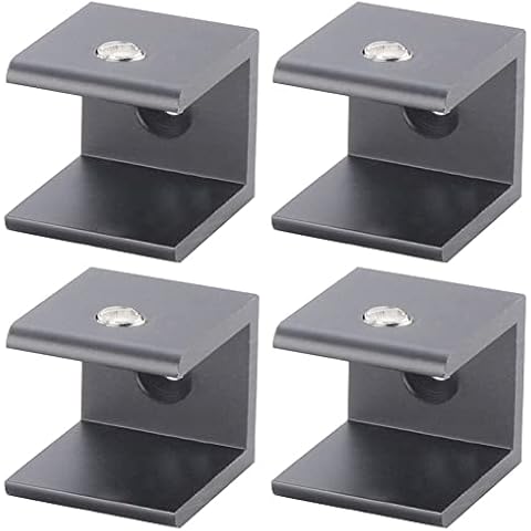 Glass Clips,4 Pcs Wall Mounted Glass Clamps Glass Shelf Bracket Clips Glass Sheet Holder Clamp Adjustable Wall Mounted Glass Clamps Fit for 16-20mm Thickness JfwuHap Cover