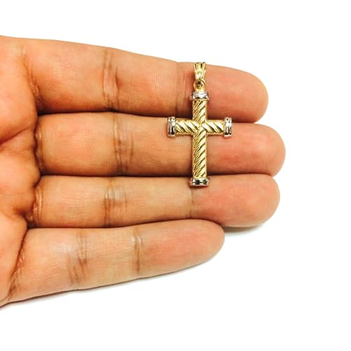 14k Yellow Gold Twisted Cable Cross Mens Pendant, 25 X 15 mm4