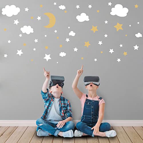 Vinilos decorativos luna y estrellas blanco y dorado miniatura 6