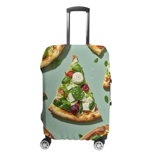 Green Pizza Slices Luggage Cover, Elastic Luggage Protector Fits 19-32in Suitcases, Washable & Anti-Scratch Suitcase Cover for Men Women M