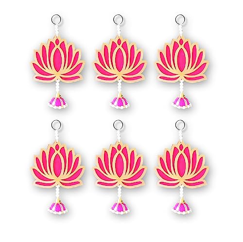 Image of True Decor Jhumka Lotus Decoration Items Temple Decoration Items Wall Hangings for Diwali Decoration Pack of 6