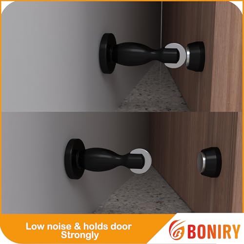 Image of Boniry Premium Magnetic Door Stopper | Durable, Stylish & Rustproof | Protects Doors | Strong Hold, Easy Installation | Perfect for Home & Office Use (1, Black)