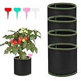 UOCAI Stofftopf Pflanzsack 4er-Set 3 Gallonen mit 4 PVC Pflanzenetiketten, Atmungsaktive Pflanztaschen aus Vliesstoff wiederverwendbar umweltfreundlich – Für Balkon Terrasse Garten Innenbereich