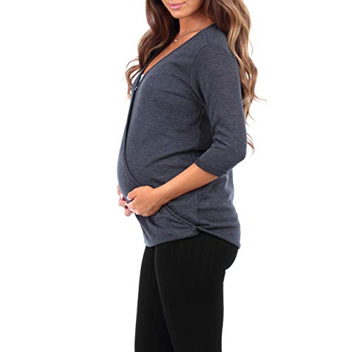Mother Bee Maternity Criss Cross Maternity And Nursing Wrap Tunic Navy #TOP1