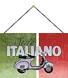 Generisch Tin Sign Retro Blechschild 20x30 cm Motorroller Kult Roller Italien Werbe Plakat Motorrad Werkstatt mit Kordel zum Aufhängen Bar Kneipe Wand Deko Sammler Geschenk