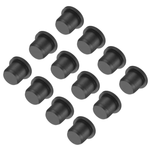 Image of uxcell High Temp Silicone Plug Mount Dia 9.5mm /0.37 inch t Shaped Rubber Stopper Hole Plugs for Powder Coating Plating Waterproof Plugs Sealing Plugs Black Pack of 12(OD 12.5mm)