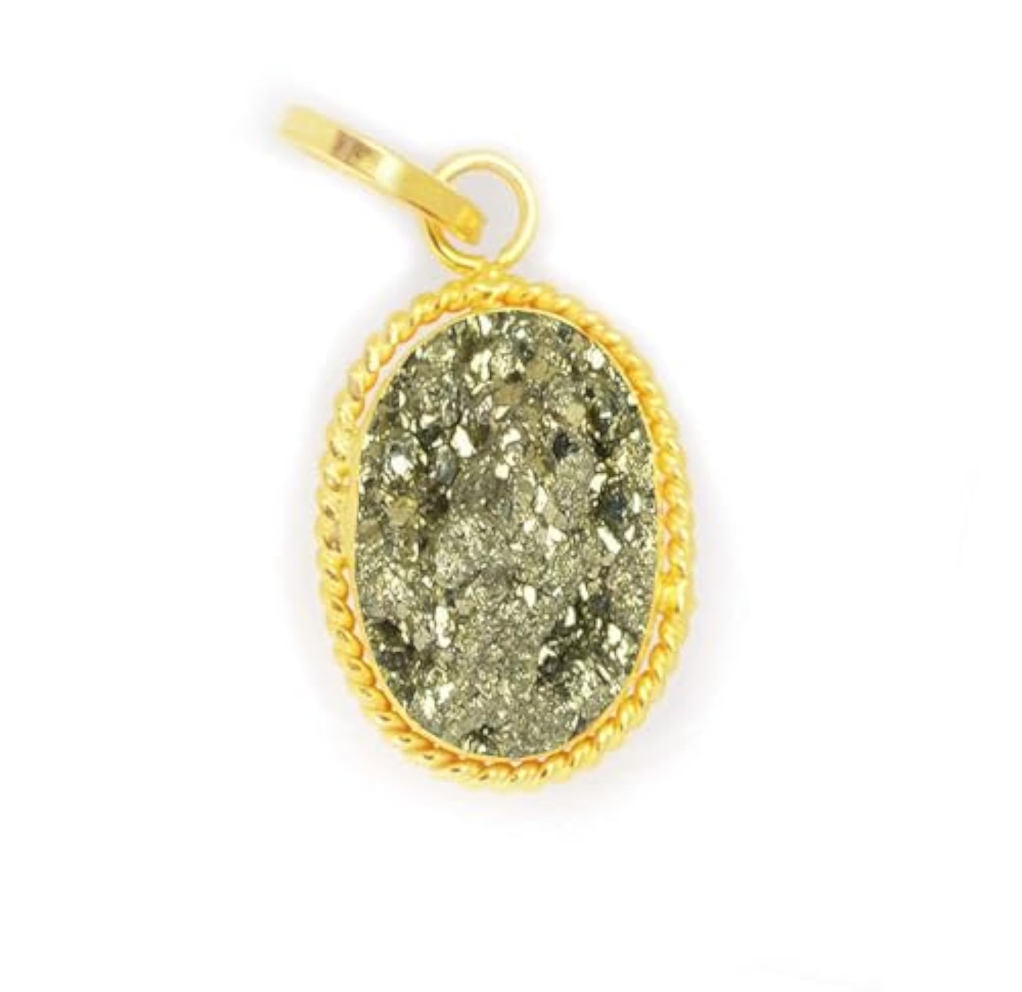 10.50 Carat Natural Pyrite Pendant, Gold Plated
