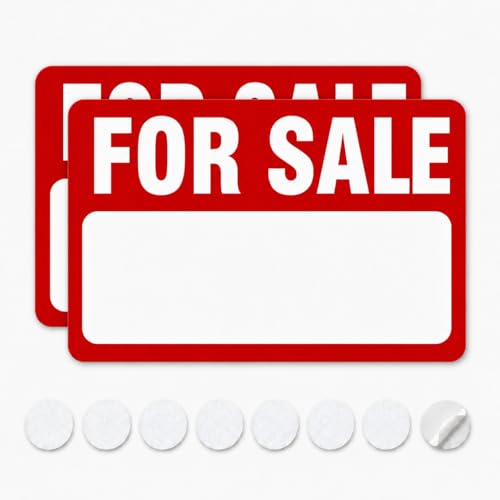 Magnetic For Sale Sign for Car, 2 Pack with 8 Hook and Loop Dots, High Visibility Weatherproof Reusable, 12.2" x 9.06" for Cars Trucks RVs Boats