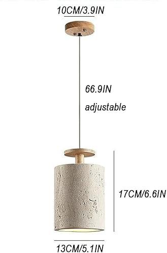 Miniatura 5 de Mini luces colgantes cilíndricas de 5.1 pulgadas, lámpara colgante de sombra de travertino natural nórdico, lámpara colgante moderna de madera