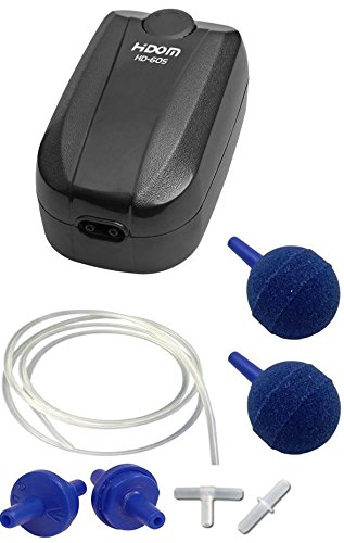 Hidom 6w Aquarium Adjustable Air Pump Twin Valve HD-605 with Accessories