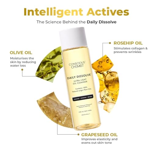 Image of Conscious Chemist Makeup Cleansing Oil | 130ml | Makeup Remover & Light Daily Cleanser for All Skin Types | Removes Waterproof Makeup, SPF & Impurities | Soft & Glowing Skin - For Men & Women