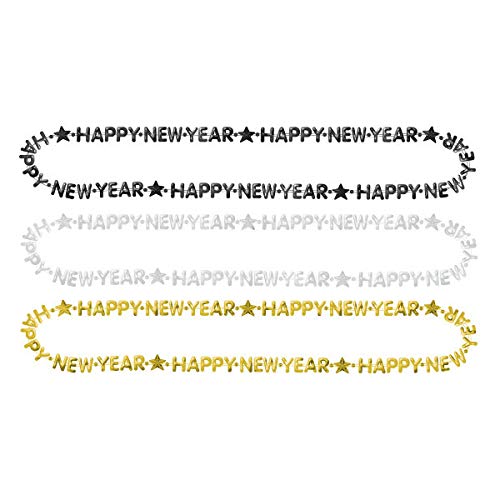 Amscan Stunning Happy New Year Metallic Plastic Bead Necklaces - 32'...