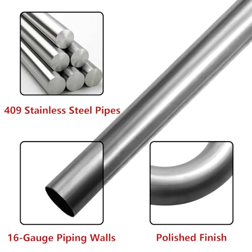 Image of 3'' Stainless Steel 409 Custom Exhaust Pipe Kit Tubing Mandrel Bend Pipe Straight & U-Bend Universal Exhaust System 8PCS