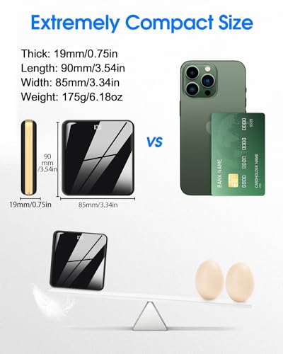 Power Bank with Built in Cables, 10000mAh Slim Portable Charger LED Display, Small External Battery Pack with 4 Inputs and 5 Outputs Phone Charger for iPhone Samsung Huawei iPad etc (black)